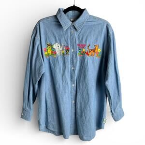 Vintage Rainforest Cafe Denim Button Down